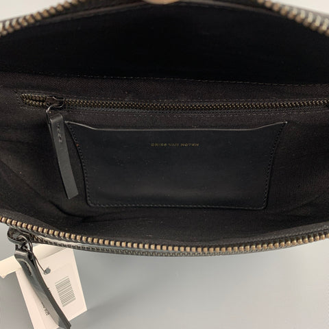 DRIES VAN NOTEN Black Patent Leather Fanny Pack