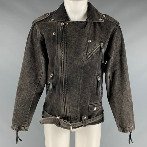 THE KOOPLES Taille S Veste motard en denim perlé noir