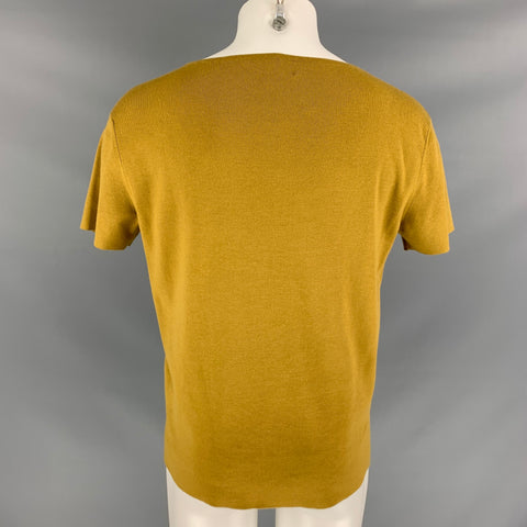 BURBERRY PRORSUM Spring 2014 Size M Mustard Wool Square Neck T-shirt