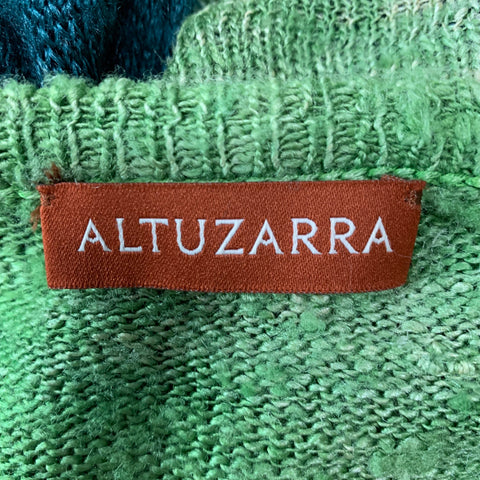 ALTUZARRA Size S Green Blue Silk Tie Dye Cropped Casual Top