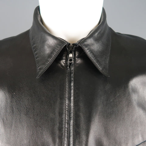 Vintage CLAUDE MONTANA 40 Black Leather Silver Studded Shoulder Jacket