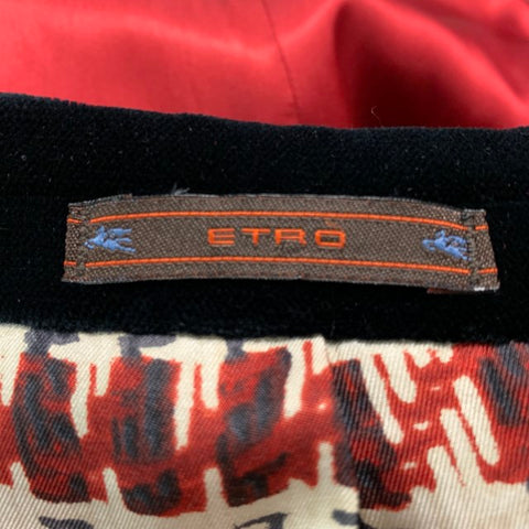 ETRO Chest Size 44 Navy Solid Cotton Velvet Notch Lapel Sport Coat