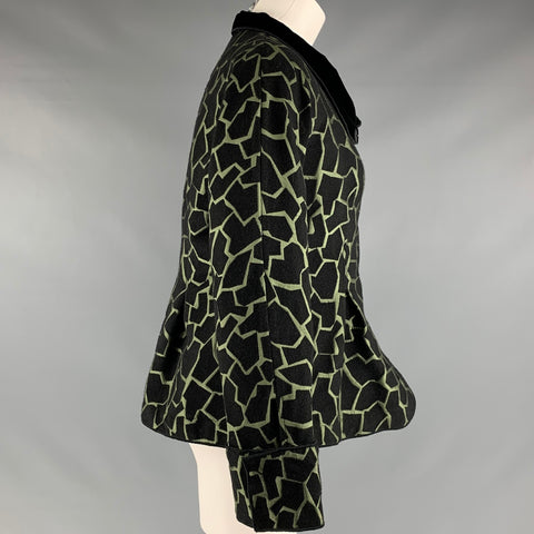 EMPORIO ARMANI Taille 8 Veste Jacquard en mélange acrylique noir vert