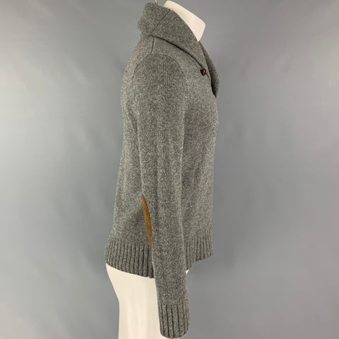 RALPH LAUREN RUGBY Size XS Grey Heather Wool Shawl Collar Sweater