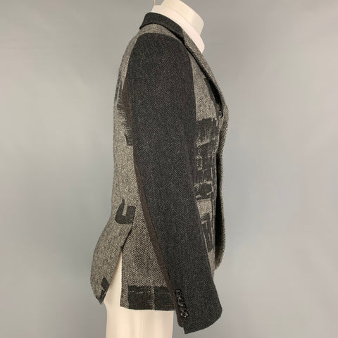 COMME des GARCONS HOMME DEUX Size S Charcoal Grey Black Herringbone Sport Coat