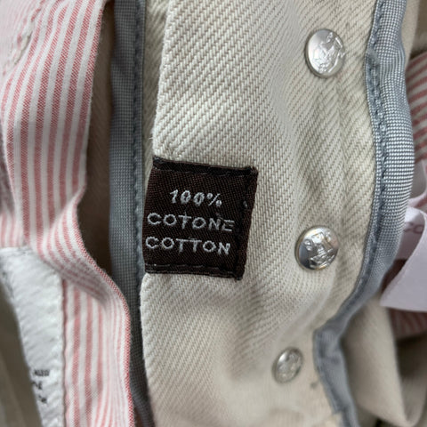 BRUNELLO CUCINELLI Size 32 Beige Washed Cotton Button Fly Jeans