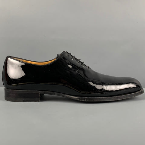 A. TESTONI Size 10 Black Patent Leather Lace Up Shoes