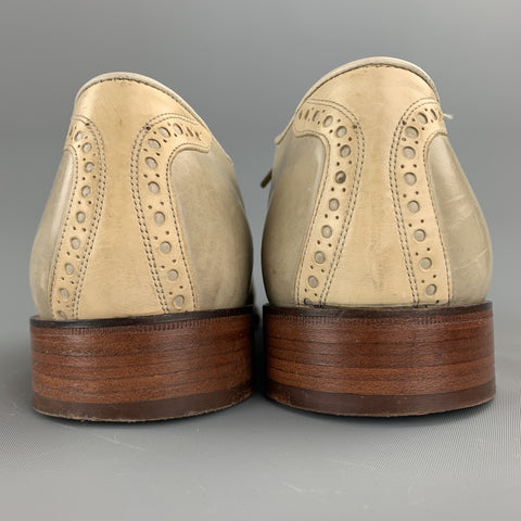FLORSHEIM Size 11 Ivory Two Toned Leather Lace Up Shoes