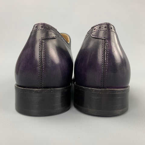 PAUL SMITH Size 9 Purple Perforated Leather Cap Toe Lace Up Shoes