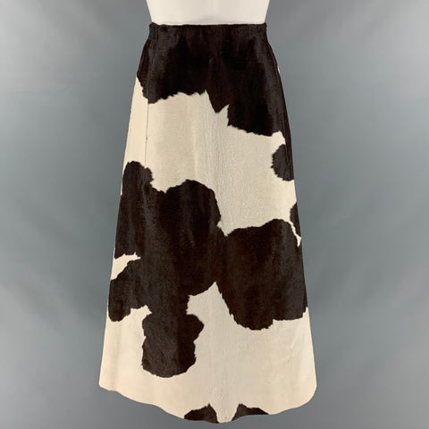 MARC JACOBS Size 6 Brown Cream Calf hair Wrap Skirt