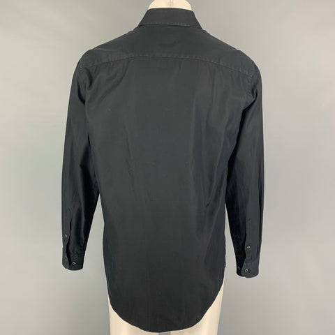 GIORGIO ARMANI Size M Black Cotton Button Up Long Sleeve Shirt