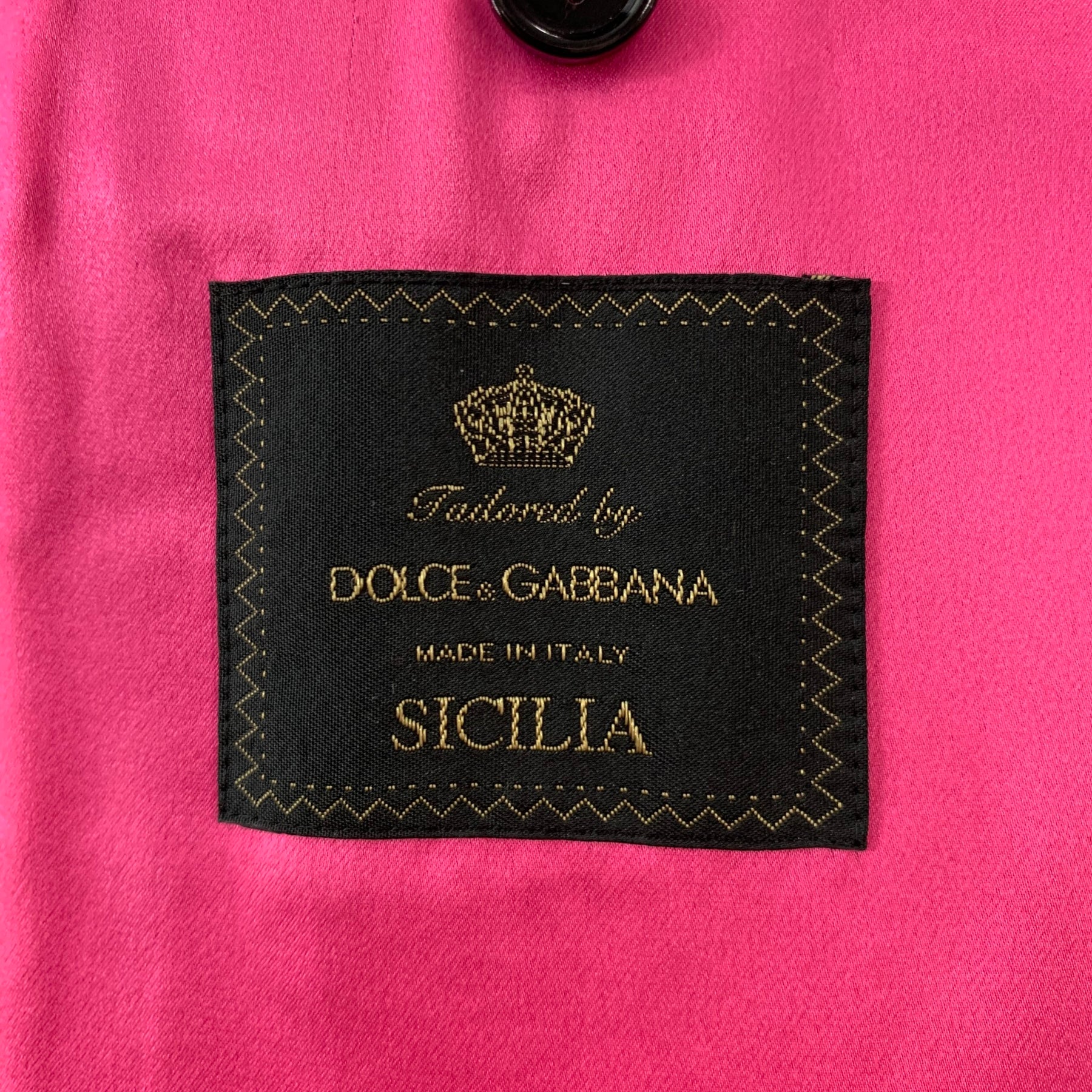 DOLCE & GABBANA Size 12 Pink Navy Gold Wool Beaded Peak Lapel Pants Su – Sui  Generis Designer Consignment