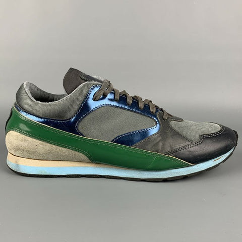 RAF SIMONS Size 11 Multi-Color Leather Color Block Sneakers