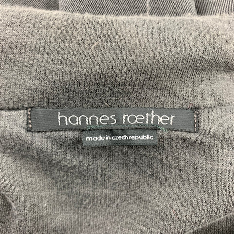 HANNES ROETHER Size L Grey Cotton Distressed Hem Jacket