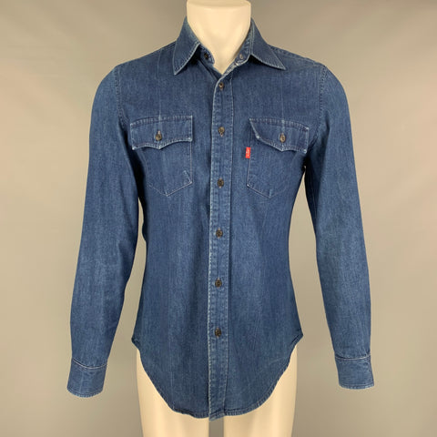 LEVI'S Size M Blue Solid Denim Long Sleeve Shirt