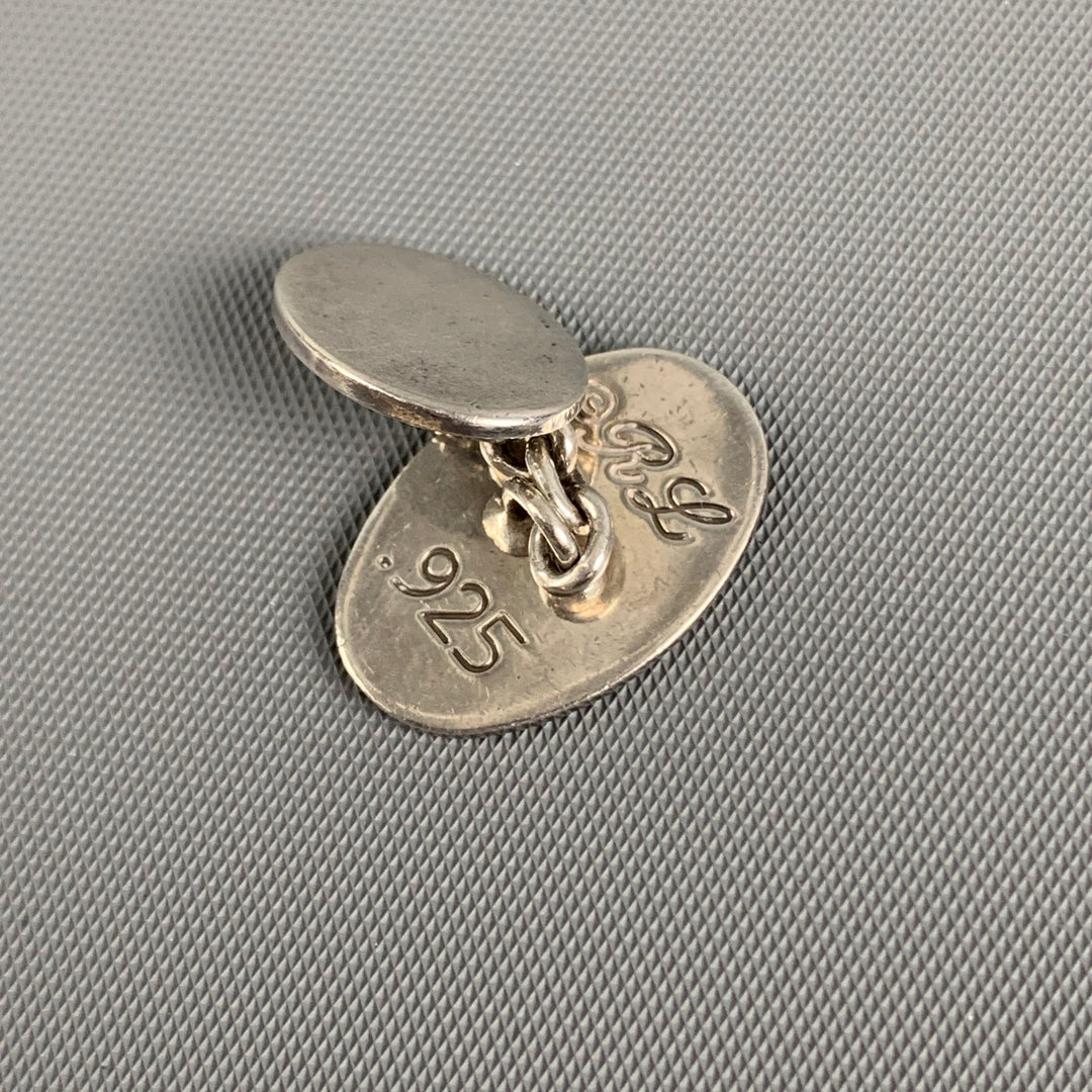 RALPH LAUREN Engraved Sterling Silver Cuff Links