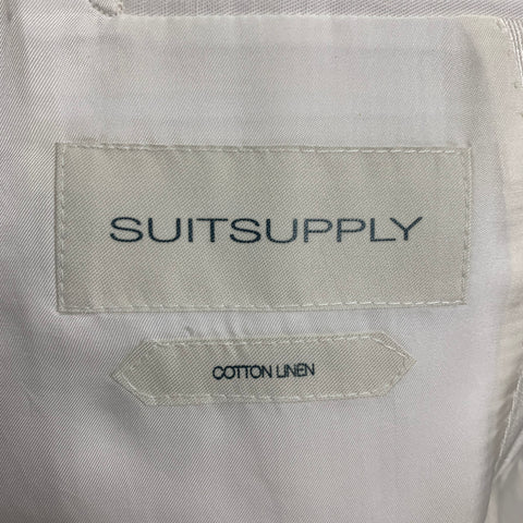 SUIT SUPPLY Size 40 Off White Cotton Linen Peak Lapel Sport Coat