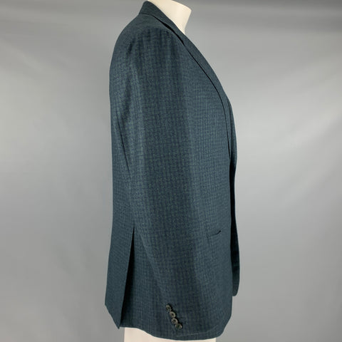 SARTORIO Taille 44 Long Manteau de Sport à Revers Encoche en Laine à Rayures Marine Vertes