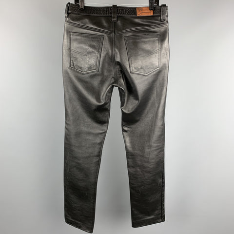 Vintage IMAGE LEATHER Size 33  Black Leather Button Fly Casual Pants