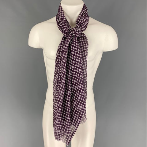 NOT LISTED Eggplant White Houndstooth Cotton Scarf