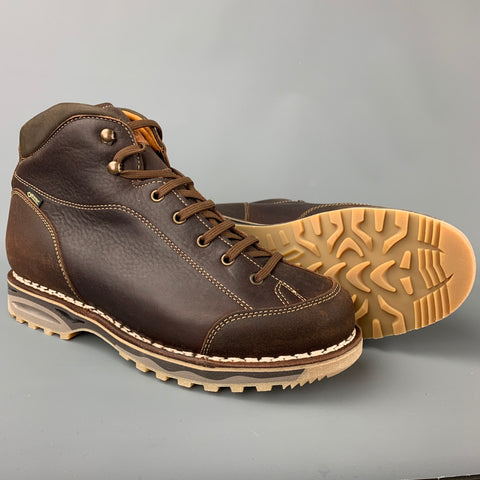ZAMBERLAN Size 9 Brown Contrast Stitch Leather Lace Up Boots