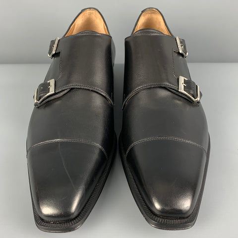 BARNEY'S NEW YORK Size 11.5 Black Leather Double Monk Strap Loafers