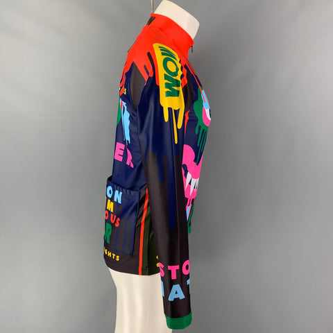 WALTER VAN BEIRENDONCK FW19 Size M Blue Orange Monster Graphic Jersey Bike Top