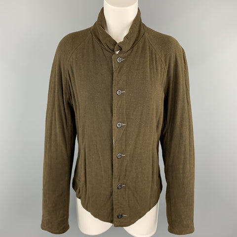 VOLGA VOLGA Size S Olive & Gray Textured Wool / Cotton Jersey Jacket