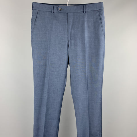 NEIMAN MARCUS Size 33 Steel Blue Wool Zip Fly Dress Pants