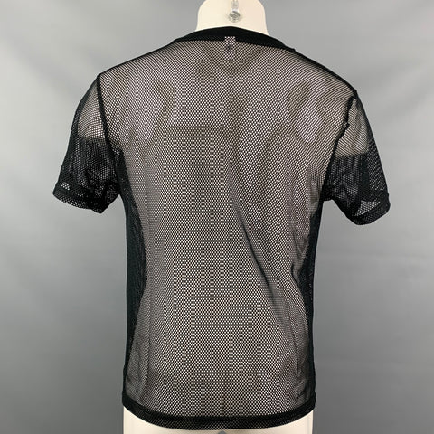 MOSCHINO Swim Size S Black Mesh Crew-Neck T-shirt