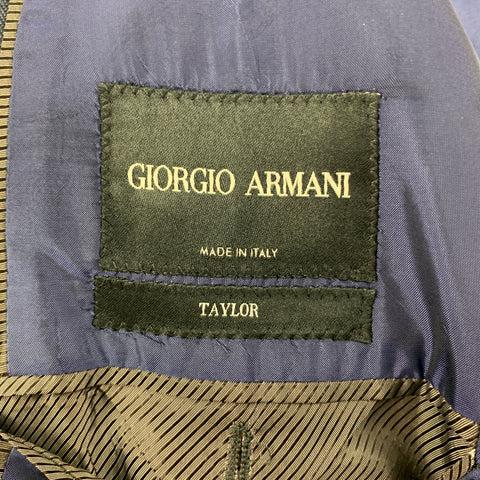 GIORGIO ARMANI Size 44 Navy Black Plaid Single Breasted Sport Coat
