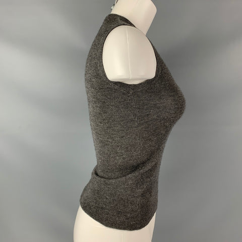 PRADA Size 4 Grey Cashmere & Silk Heather Sleeveless Tank Pullover