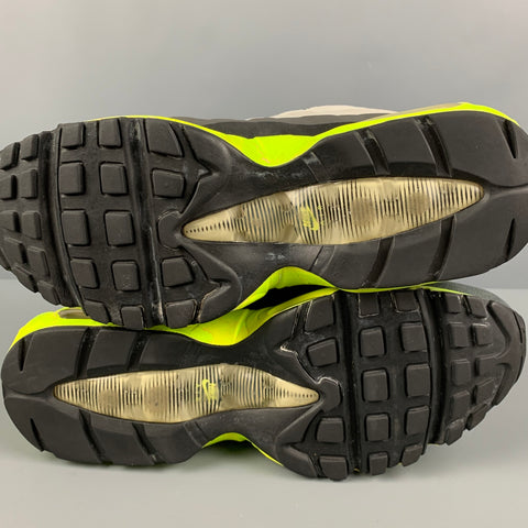 NIKE Talla 10.5 Zapatillas Air Max 95 Gris Neón Verde Materiales Mixtos