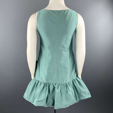 MOSCHINO Size 10 Aqua Teal Silk Blend Satin Ruffle Dress