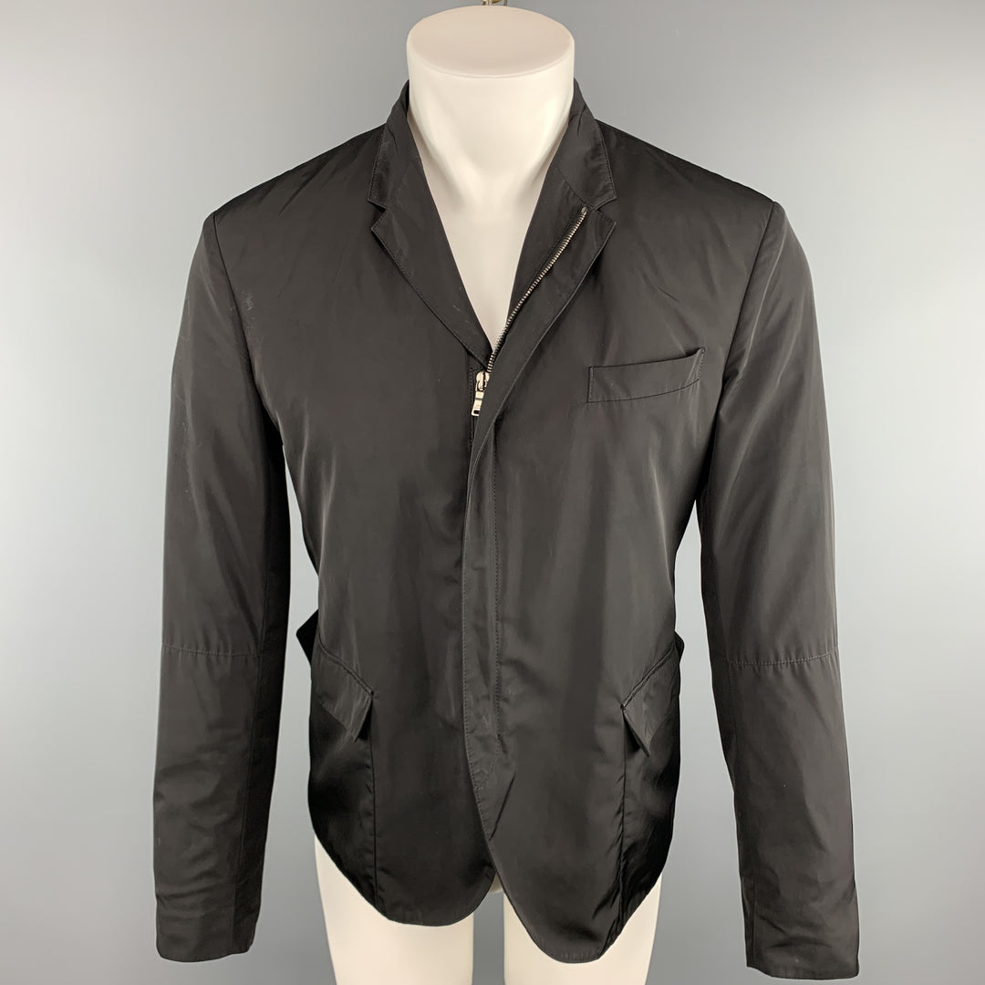 NEIL BARRETT Chest Size S Solid Black Polyester Full Zip Jacket