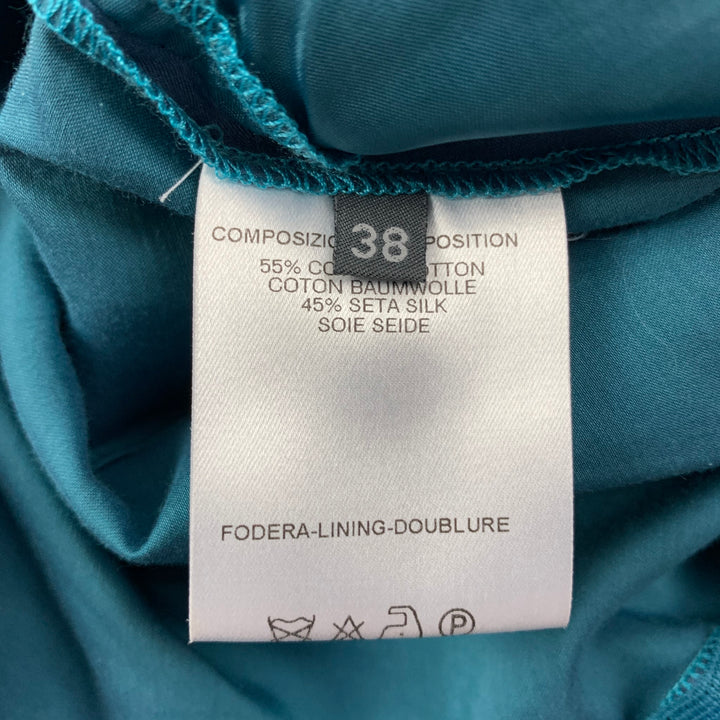 ALEXANDER MCQUEEN Size 2 Blue Silk Cotton Pleated Skirt