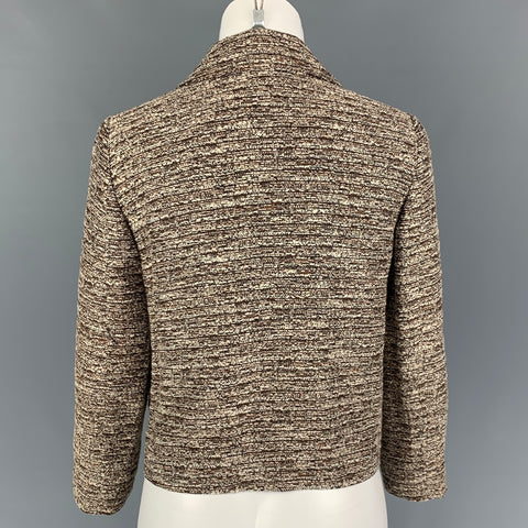 CHLOE Size 6 Cream Brown Acetate Blend Textured Jacket Blazer