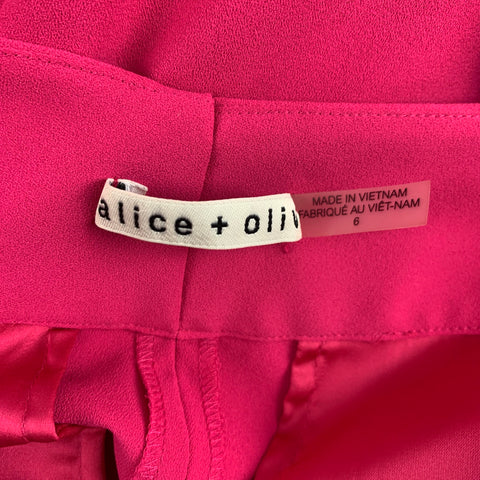 ALICE + OLIVIA Size 6 Pink Polyester Wide Leg Dress Pants