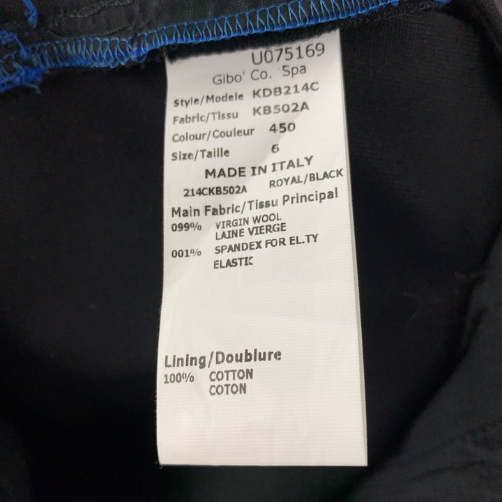 MICHAEL KORS Talla 6 Pantalones de vestir de mezcla de lana virgen con bloques de color negro y azul