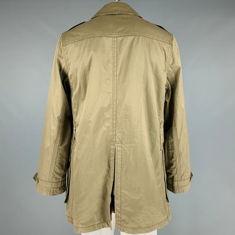 BURBERRY LONDON Size L Green Cotton Patch Pockets Trenchcoat