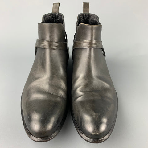 LOUIS VUITTON Size 12 Slate Antique Leather Harness Boots