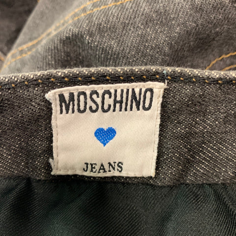 MOSCHINO JEANS Taille M Mini-jupe en denim noir à points contrastés