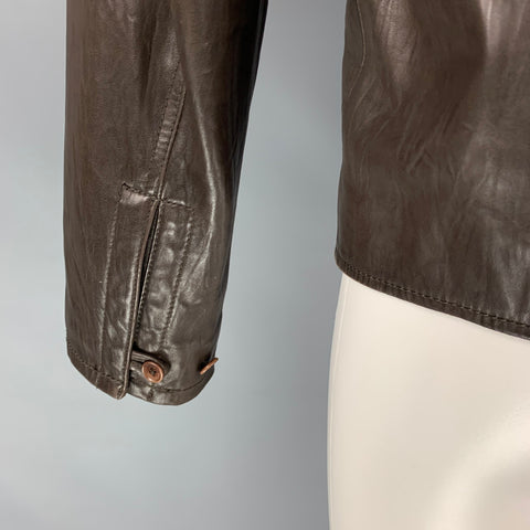 JOHN VARVATOS Size 40 Brown Leather Motorcycle Jacket