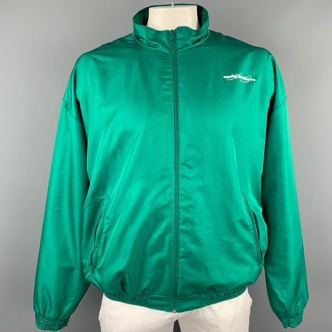 CARNE BOLLENTE Size XL Green Graphic Polyester Bomber Jacket