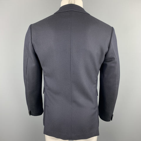 PRADA Size 38 Navy Textured Wool Notch Lapel Sport Coat
