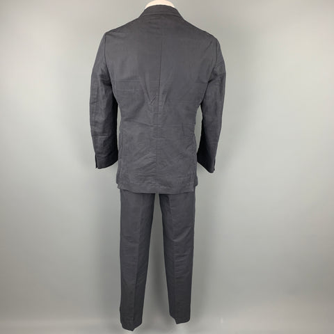 ADAM KIMMEL Size 42 Regular Navy Cotton / Linen Notch Lapel Casual Suit