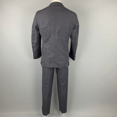 ADAM KIMMEL Size 42 Regular Navy Cotton / Linen Notch Lapel Casual Suit