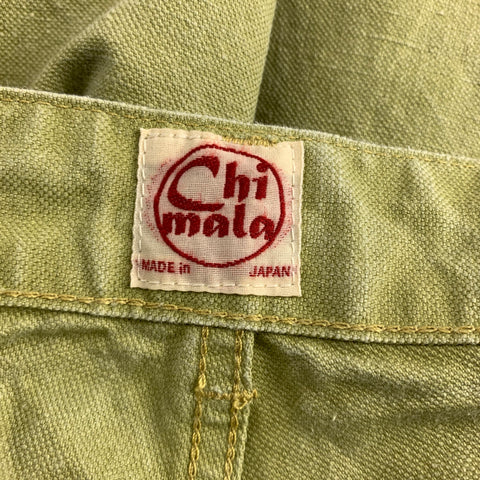 CHIMALA Size 26 Lime Green Cotton / Linen High Waisted Jeans