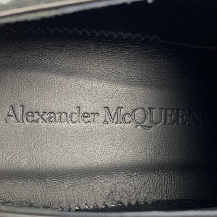 ALEXANDER MCQUEEN Size 12 Black Silver Spikes Leather Lace Up Shoes