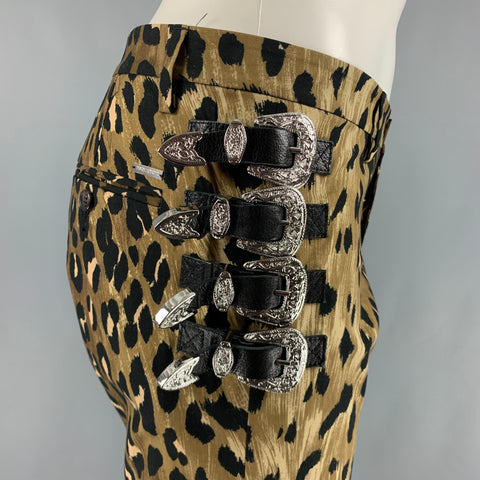 DSQUARED2 Size 32 Brown Black Animal Print Cotton Elastane Dress Pants
